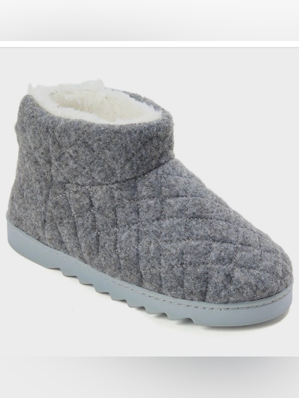 Dluxe by Dearfoams Women's Bella Quilted Bootie Slippers - Gray Size Medium new